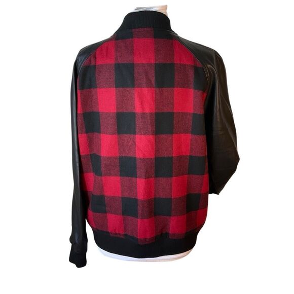 Slate & Stone Buffalo Plaid Wool and Pleather Bomber Jacket, XL  Heritage - Picture 3 of 16